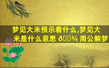 梦见大米预示着什么,梦见大米是什么意思 🌾 周公解梦